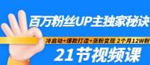 百万粉丝UP主独家秘诀：冷启动十爆款打造十涨粉变现 2个月12W粉（21节视频课)