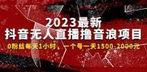 2023最新抖音无人直播撸音浪项目，0粉丝每天1小时，一个号一天1500-2000元