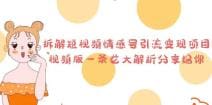 拆解短视频情感号引流变现项目，视频版一条龙大解析分享给你