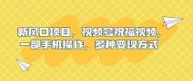 新风口项目，视频号祝福视频，一部手机操作，多种变现方式