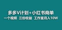 【蓝海项目】多多v计划 小红书商单 一个视频三份收益 工作室月入10w打法