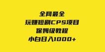 全网最全，玩赚短剧CPS项目保姆级教程，小白日入1000