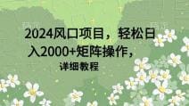 2024风口项目，轻松日入2000十矩阵操作，详细教程