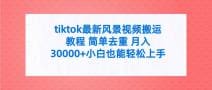 tiktok最新风景视频搬运教程 简单去重 月入30000十附全套工具