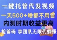一键托管代发视频，一天500十啥都不用管，内测时期收益更高，抢首码，享